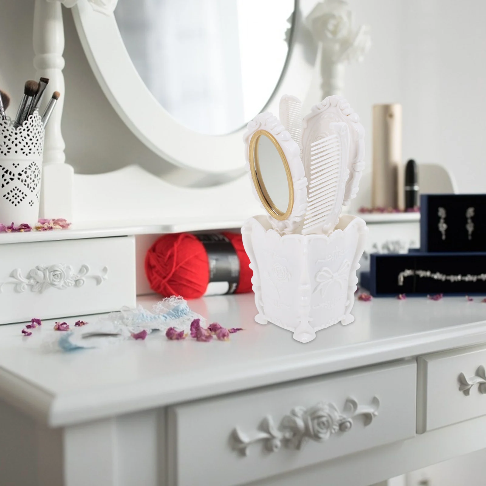 5 Pcs Dressing Mirror Suit Hair Brush Table Comb and Holder Vintage Brushes Girls Hairbrush Fancy Handle
5 Pcs Dressing Mirror Suit Hair Brush Table Comb and Holder Vintage Brushes Girls Hairbrush Fancy Handle