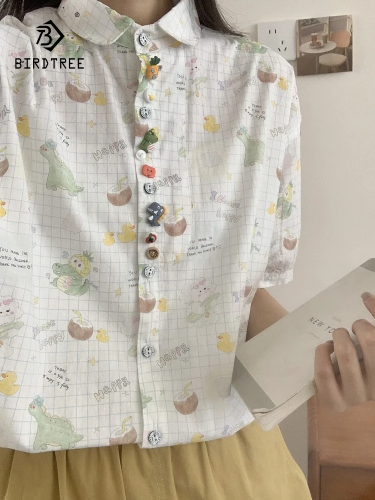 New 2025 Summer Cotton Short Sleeve Shirt, Women Turn-down Collar Cartoon Print, Mori Girl Sweet Casual Loose Blouse T54040CC
New 2025 Summer Cotton Short Sleeve Shirt, Women Turn-down Collar Cartoon Print, Mori Girl Sweet Casual Loose Blouse T54040CC