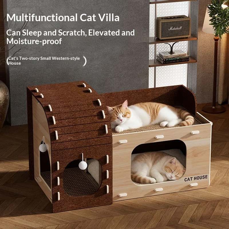Durable Felt Cat Cave & Scratcher All-in-One, Spacious Double-Decker Cat Tree House, Multi-Hole Cat Villa for Indoor Cats
Durable Felt Cat Cave & Scratcher All-in-One, Spacious Double-Decker Cat Tree House, Multi-Hole Cat Villa for Indoor Cats