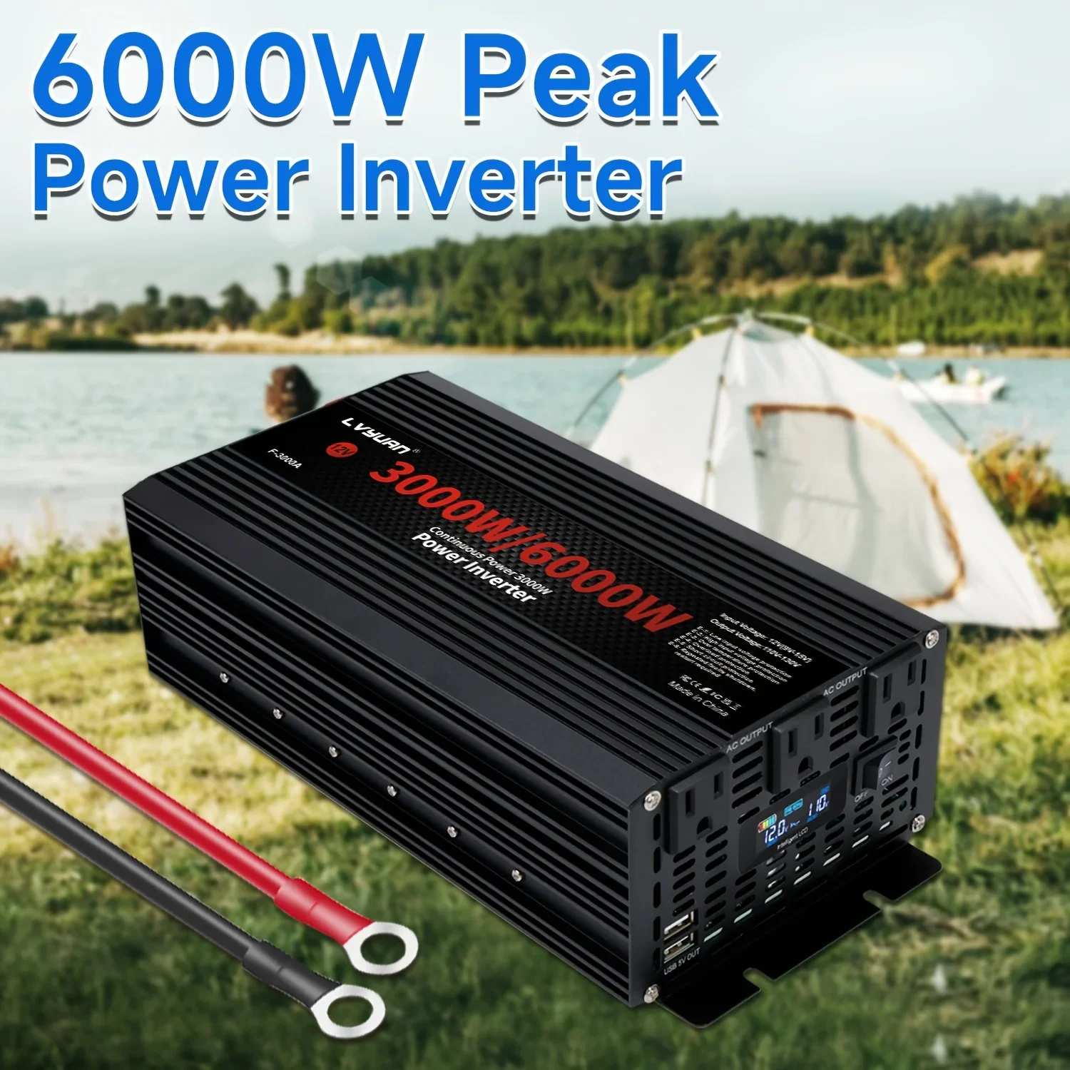 LVYUAN Power Inverter 1500W/3000W(Peak) DC 12V to 110V AC Converter with Intelligent LCD Display Dual AC Outlets Dual USB Charger for For RV Caravan Truck Laptop Phone(RED)
LVYUAN Power Inverter 1500W/3000W(Peak) DC 12V to 110V AC Converter with Intelligent LCD Display Dual AC Outlets Dual USB Charger for For RV Caravan Truck Laptop Phone(RED)