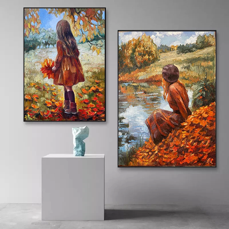 Autumn Landscape Oil Painting Leaves Flowers Girl Canvas Print Abstract Figure Painting for Living Room Home Wall Art Decoration
Autumn Landscape Oil Painting Leaves Flowers Girl Canvas Print Abstract Figure Painting for Living Room Home Wall Art Decoration