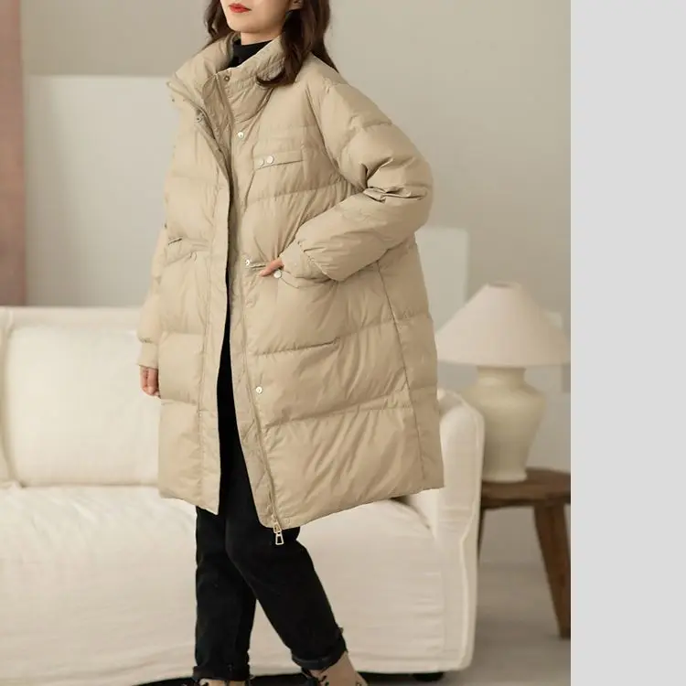 Winter White Duck Down Jacket Women's Mid-Length Below The Knee Style Loose Thickened Warm Pocket Casual Versatile Coat A69
Winter White Duck Down Jacket Women's Mid-Length Below The Knee Style Loose Thickened Warm Pocket Casual Versatile Coat A69