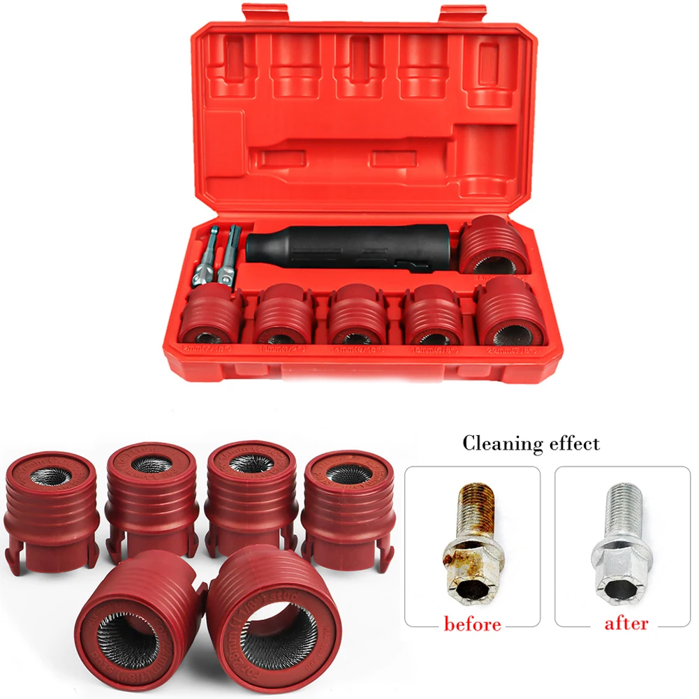 9Pcs Automotive Wheel Stud Rust Removal Tool Bolt Derusting Wheel-Hub Clean Tools Debris Rust Automotive Combination Repair Tool
9Pcs Automotive Wheel Stud Rust Removal Tool Bolt Derusting Wheel-Hub Clean Tools Debris Rust Automotive Combination Repair Tool