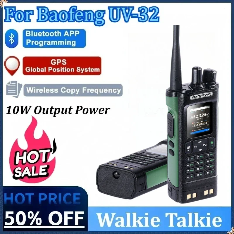 New Walkie Talkie for Baofeng UV-32 GPS 10W Bluetooth Programming MultiBand Wlss Copy Freq Type-C Ham Radio Updated UV-25M 152
New Walkie Talkie for Baofeng UV-32 GPS 10W Bluetooth Programming MultiBand Wlss Copy Freq Type-C Ham Radio Updated UV-25M 152