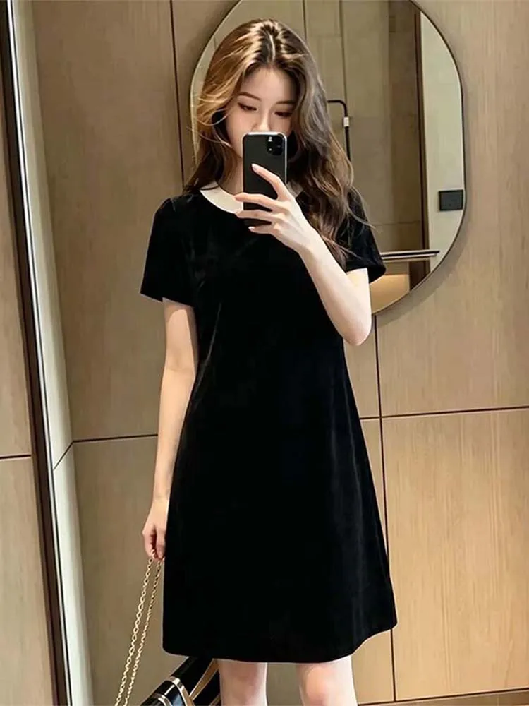 Elegant Casual round Neck Short Sleeve Midi Dress Women's Summer New Style Slimming Loose Fit Vintage High Waist Straight Skirt
Elegant Casual round Neck Short Sleeve Midi Dress Women's Summer New Style Slimming Loose Fit Vintage High Waist Straight Skirt