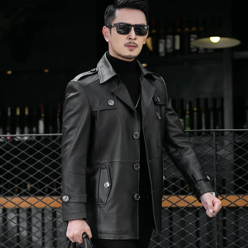 Layer First Cowhide Men Winter New Genuine Leather Jacket Single Breasted Men's Long Suit Collar Trench Coat Black 5XL
Layer First Cowhide Men Winter New Genuine Leather Jacket Single Breasted Men's Long Suit Collar Trench Coat Black 5XL