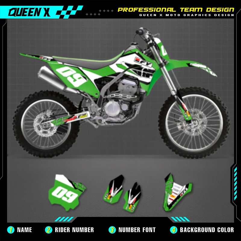 Queen X MOTOR Custom Team мотоциклетные графические наклейки, комплект наклеек для Kawasaki KLX300R KLX 300R 2020 2021 2022 2023
Queen X MOTOR Custom Team мотоциклетные графические наклейки, комплект наклеек для Kawasaki KLX300R KLX 300R 2020 2021 2022 2023