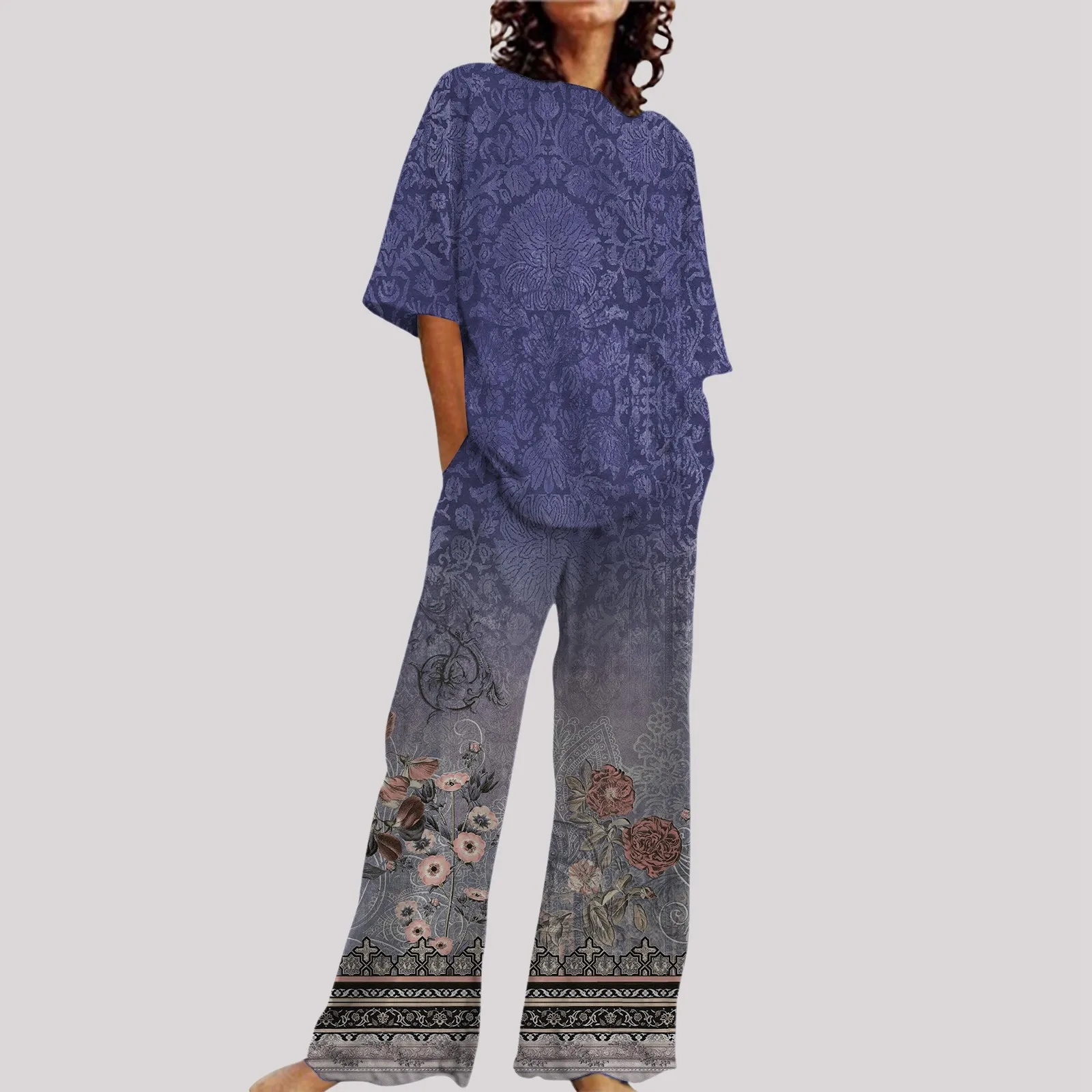 Fashion Women's Loose 2-piece O-Neck Top and Wide Leg Large Set Summer Casual Pocket Set Half Sleeve Outlfit Pants Set 2024
Fashion Women's Loose 2-piece O-Neck Top and Wide Leg Large Set Summer Casual Pocket Set Half Sleeve Outlfit Pants Set 2024