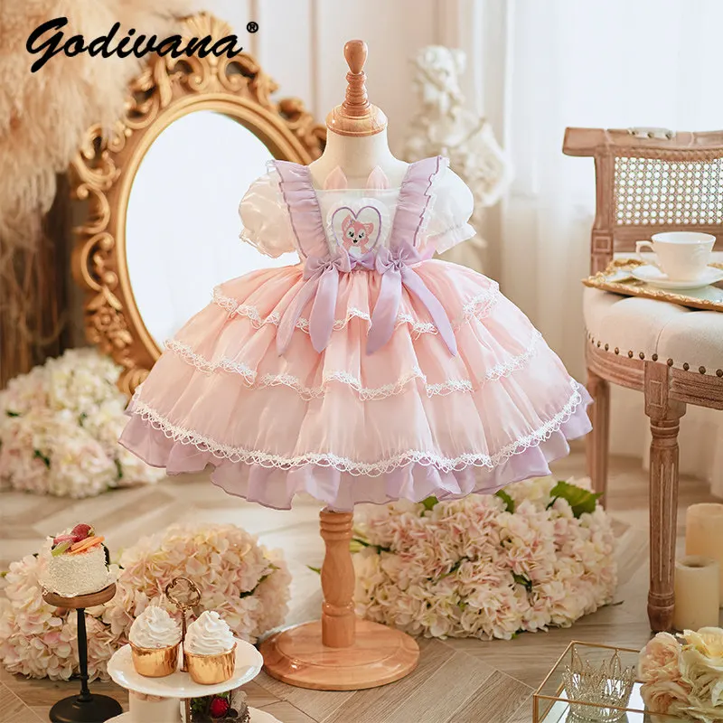 Baby Girls Sweet Pink Lolita Princess Dress Kids High End Puffy Sleeve Square Collar Bow Cartoon Print Birthday Party Ball Gown
Baby Girls Sweet Pink Lolita Princess Dress Kids High End Puffy Sleeve Square Collar Bow Cartoon Print Birthday Party Ball Gown