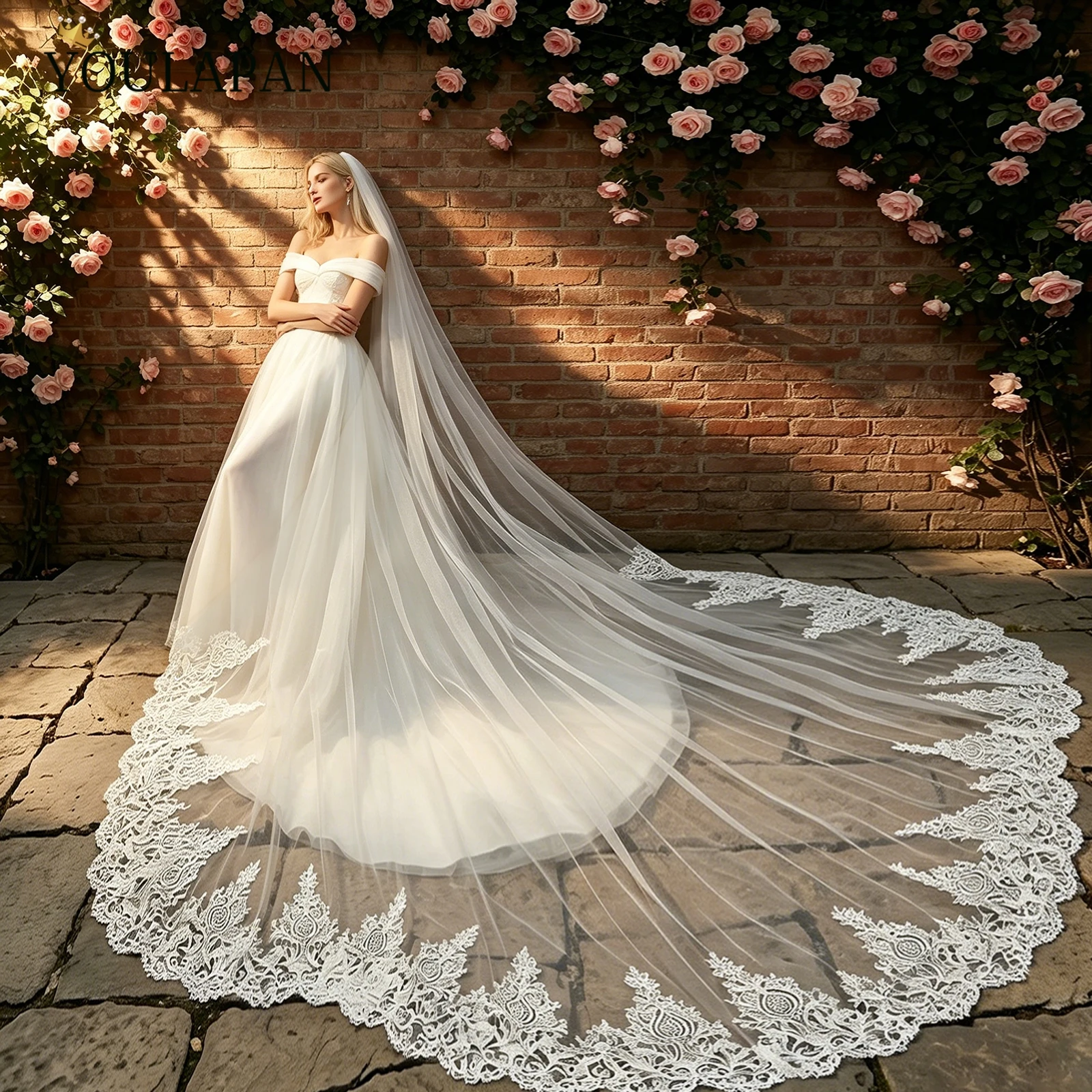 TOPQUEEN Long Bridal Veils with Lace Edge Luxury Long Veils for Brides Embroidered Cathedral Veil with Lace Applique Motifs V92
TOPQUEEN Long Bridal Veils with Lace Edge Luxury Long Veils for Brides Embroidered Cathedral Veil with Lace Applique Motifs V92