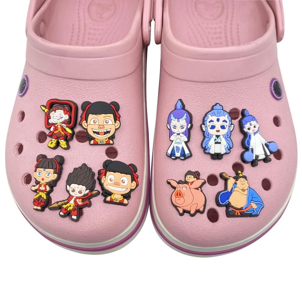 Hot Cartoon Anime Nezha Series PVC Charm Shoes Accessories Garden Shoes Wooden Clogs Sandals DIY Decoration Birthday Party Gifts
Hot Cartoon Anime Nezha Series PVC Charm Shoes Accessories Garden Shoes Wooden Clogs Sandals DIY Decoration Birthday Party Gifts
