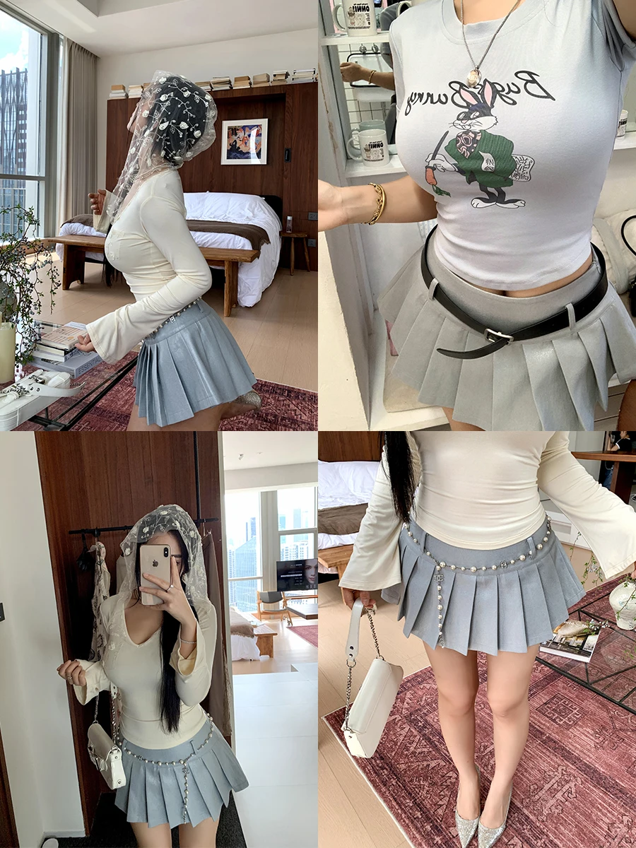 Серебристая джинсовая юбка А-силуэта с внутренними шортами для полных девушек, повседневная, с высокой талией, хлопковая, плиссированная
Серебристая джинсовая юбка А-силуэта с внутренними шортами для полных девушек, повседневная, с высокой талией, хлопковая, плиссированная