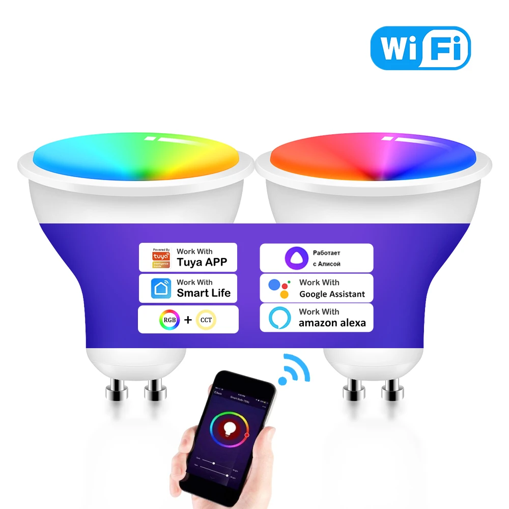 Gu10 Wifi Tuya Smart Home LED Light Bulbs 5W RGB+CCT 100-240V Dimmable Led Lamp Spotlight For APP Smart Life Alexa Google Home
Gu10 Wifi Tuya Smart Home LED Light Bulbs 5W RGB+CCT 100-240V Dimmable Led Lamp Spotlight For APP Smart Life Alexa Google Home