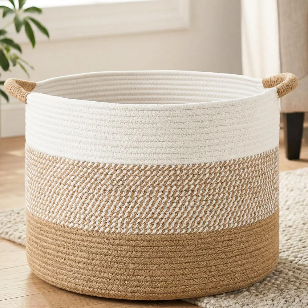 Large Cotton Rope Basket 70L Woven Blanket Storage Living Room Decorative Laundry Hamper Brown
Large Cotton Rope Basket 70L Woven Blanket Storage Living Room Decorative Laundry Hamper Brown