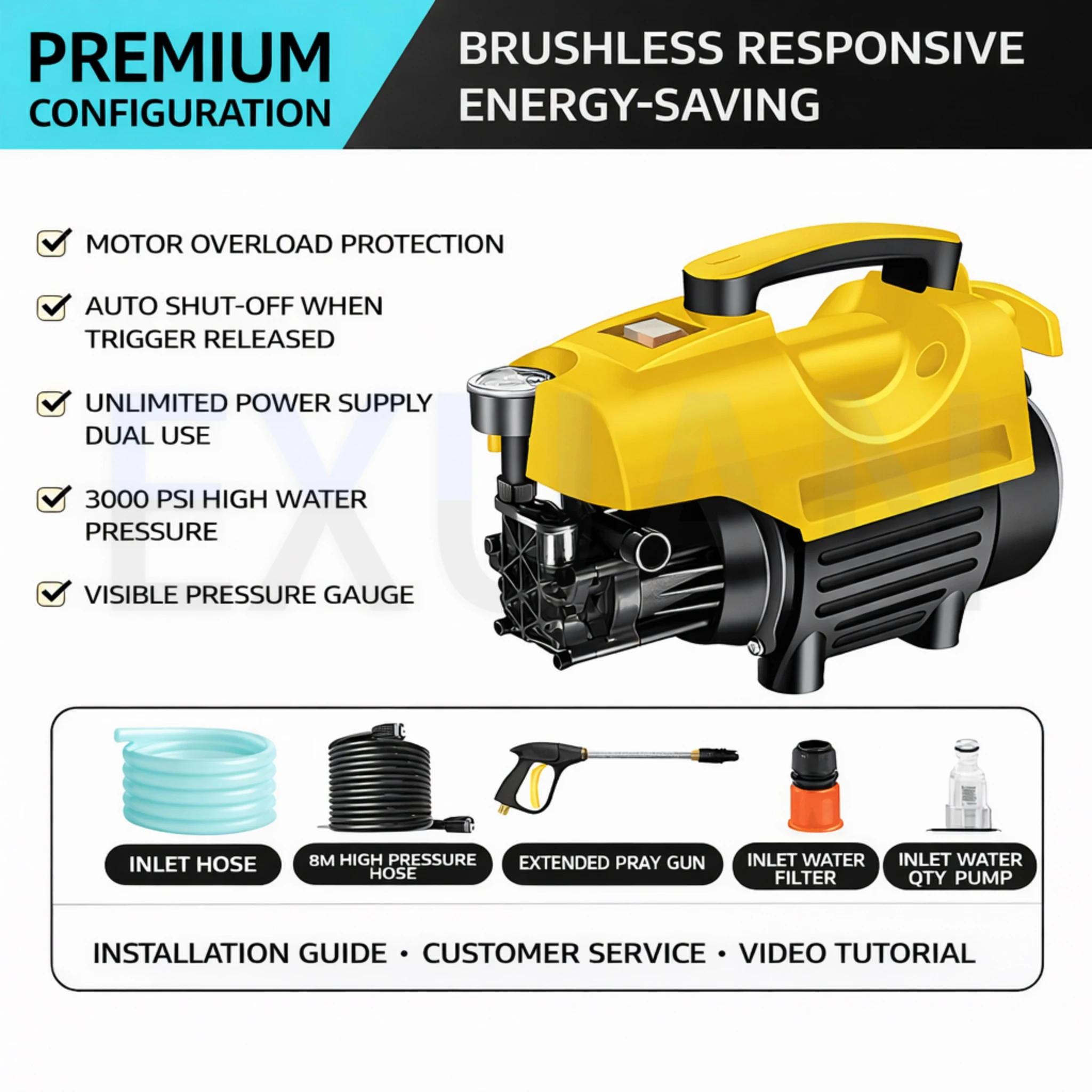 25Mpa High Pressure Car Washing Machine Fully Automatic Visual Pressure Brush Car Pump Household High-power Cleaning Machine
25Mpa High Pressure Car Washing Machine Fully Automatic Visual Pressure Brush Car Pump Household High-power Cleaning Machine