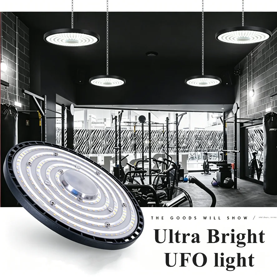 Super Bright UFO LED High Bay Light IP65 Waterproof AC220V 100W 150W 200W 6000K for Warehouse Garage Factory Industrial Lighting
Super Bright UFO LED High Bay Light IP65 Waterproof AC220V 100W 150W 200W 6000K for Warehouse Garage Factory Industrial Lighting