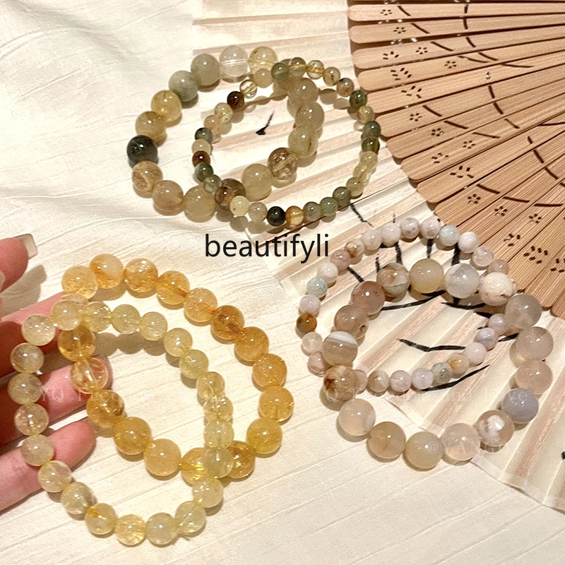 Gold Rutilated Quartz Agate Bead Natural Stone Bracelet Women's Light Luxury Exquisite National Style Bracelet Bracelet
Gold Rutilated Quartz Agate Bead Natural Stone Bracelet Women's Light Luxury Exquisite National Style Bracelet Bracelet