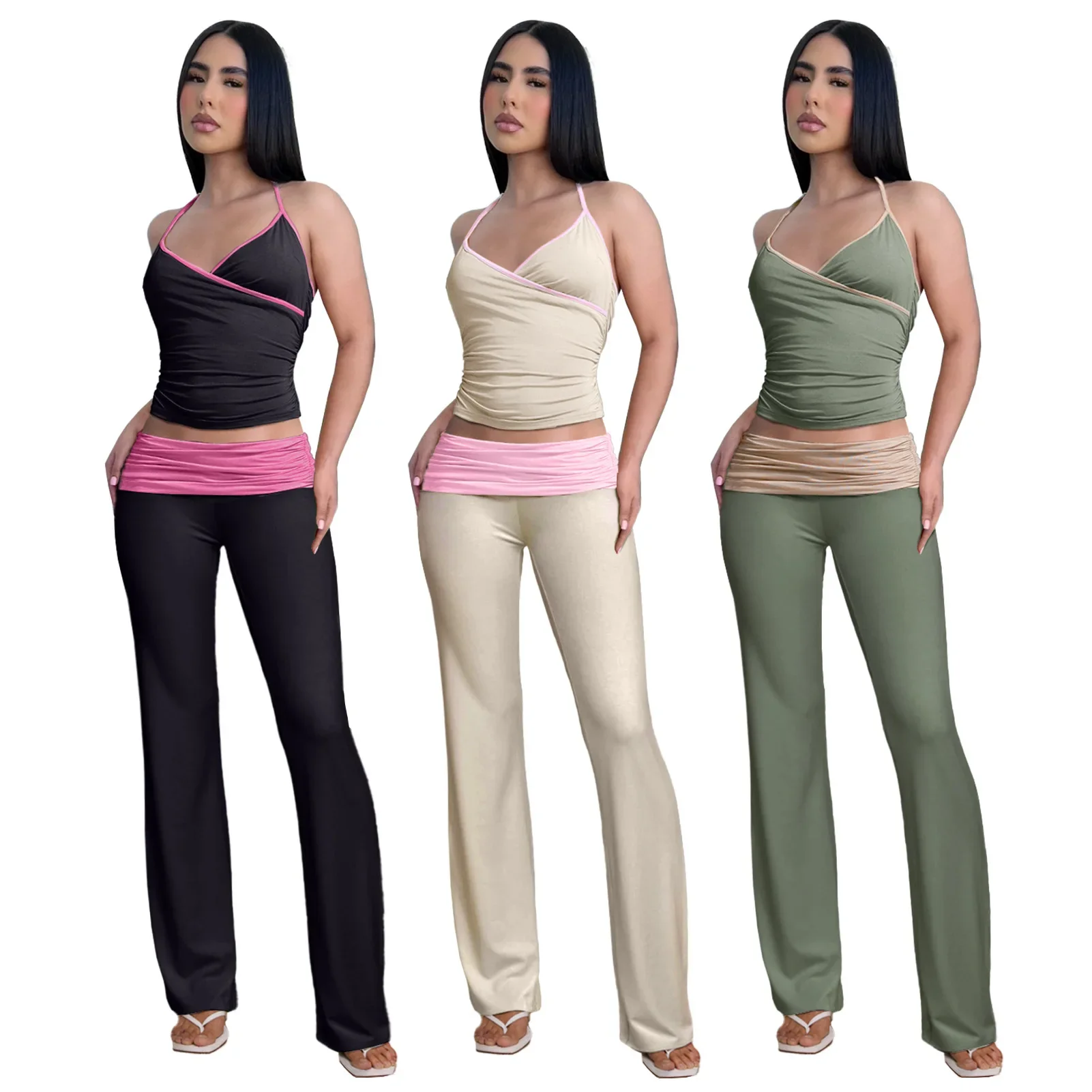 Two Piece Set y2k Contrast Patchwork Women'S Tracksuit Halter Crop Top Casual Skinny Pants Suit Fashion Sexy Outfits
Two Piece Set y2k Contrast Patchwork Women'S Tracksuit Halter Crop Top Casual Skinny Pants Suit Fashion Sexy Outfits