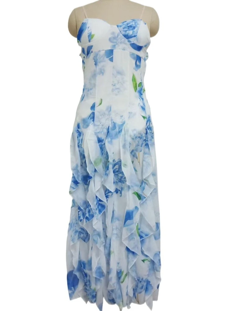 Fresh Sexy Spaghetti Straps V-neck Backless Print Flowers Tierrs Long Summer Dress
Fresh Sexy Spaghetti Straps V-neck Backless Print Flowers Tierrs Long Summer Dress