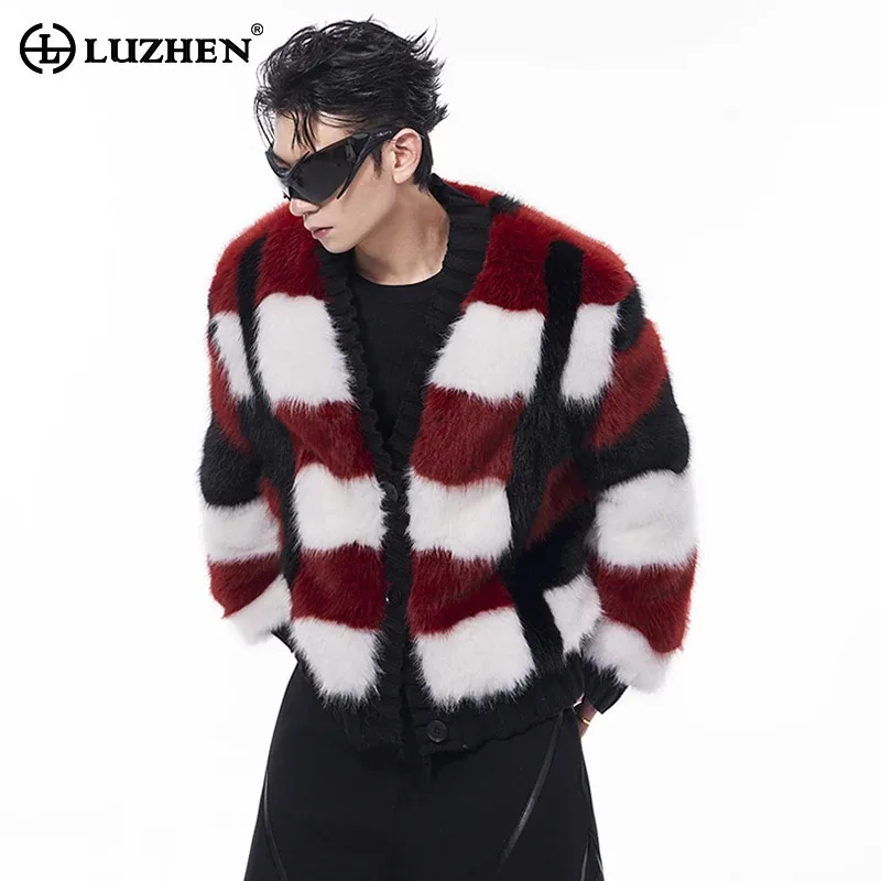 LUZHEN Imitation Sweater High Fur End Jacket Men's Collarless Spring Thickened Knitted Color Contrast Casual Men's Tops JY5465
LUZHEN Imitation Sweater High Fur End Jacket Men's Collarless Spring Thickened Knitted Color Contrast Casual Men's Tops JY5465