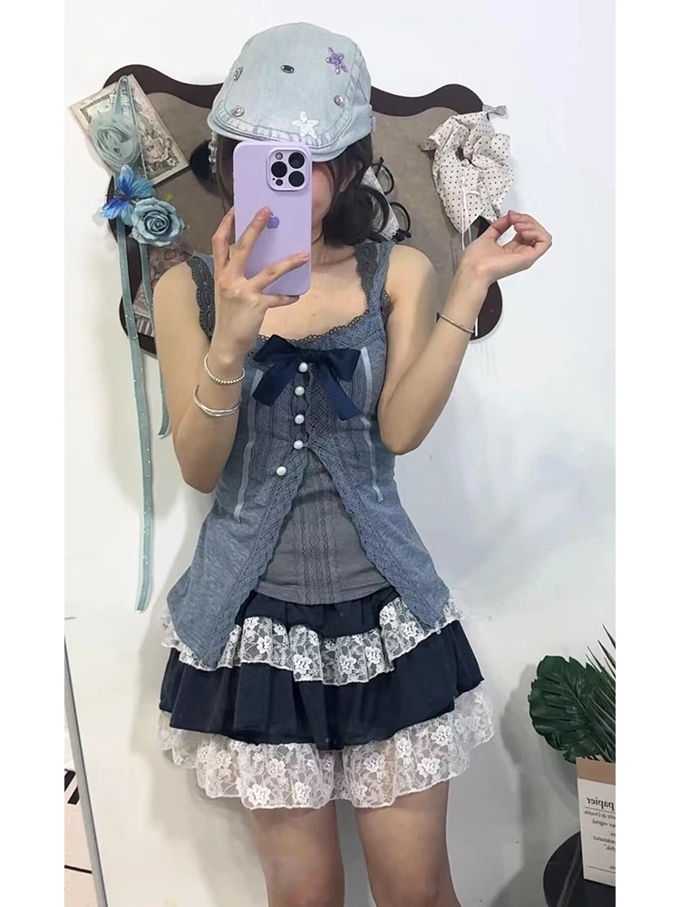 Aesthetic Vintage Chic Slim 3-piece Set Women High Street Y2k Bow Sling Suit Female Design Hepburn Lace New Short Skirt Outfits
Aesthetic Vintage Chic Slim 3-piece Set Women High Street Y2k Bow Sling Suit Female Design Hepburn Lace New Short Skirt Outfits