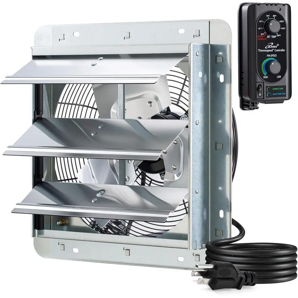 12 Wall-Mounted Shutter Exhaust Fan with Automatic Shutter and Variable Speed Controller, 0.6A, 960mm, 1400m² Coverage, Silver
12 Wall-Mounted Shutter Exhaust Fan with Automatic Shutter and Variable Speed Controller, 0.6A, 960mm, 1400m² Coverage, Silver