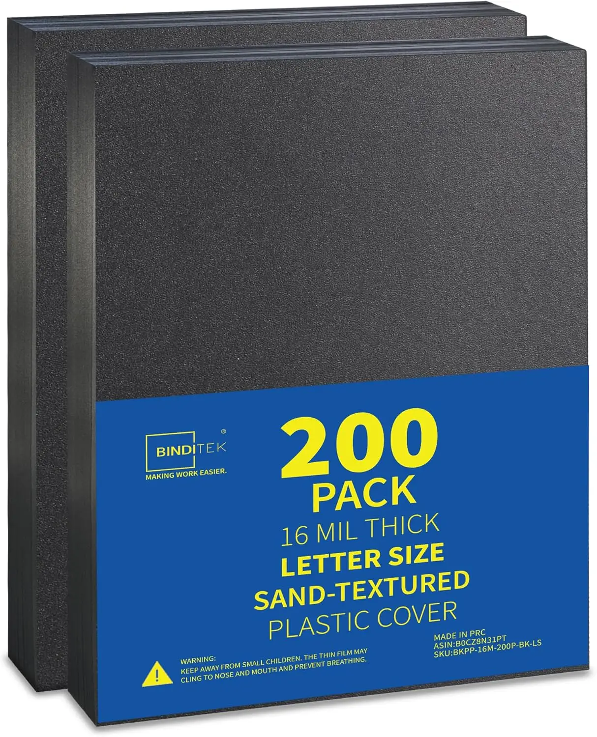 200 Pack 16 Mil Sand-Textured Polycover, Midweight Binding Covers, Lightly Sanded Finish, 8.5x11 Inches, Square Corners
200 Pack 16 Mil Sand-Textured Polycover, Midweight Binding Covers, Lightly Sanded Finish, 8.5x11 Inches, Square Corners
