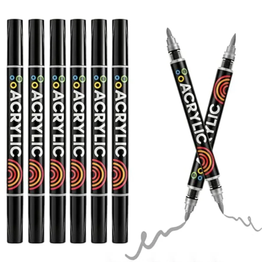 Dual Tips Acrylic Paint Markers - Fine Tip and Brush Tip Acrylic Paint Pens for Stone, Paper, Wood, Glass, Fabric Paint, DIY Cr
Dual Tips Acrylic Paint Markers - Fine Tip and Brush Tip Acrylic Paint Pens for Stone, Paper, Wood, Glass, Fabric Paint, DIY Cr