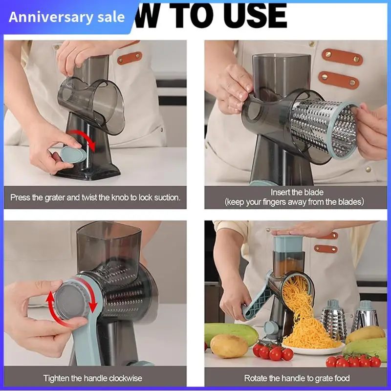 LUCK-3-In-1 Rotary Cheese Grater, Manual Vegetable Slicer And Nut Grinder, Stainless Steel Kitchen Shredder
LUCK-3-In-1 Rotary Cheese Grater, Manual Vegetable Slicer And Nut Grinder, Stainless Steel Kitchen Shredder