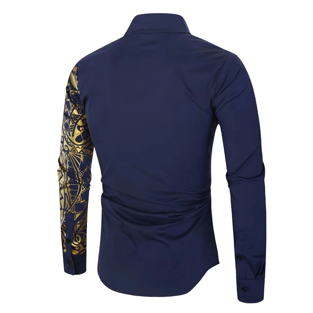 2026 New Men's White Long-sleeved Shirt with Gold Print Decoration, Black Loose Fit Shirts, Available in Red, Blue.
2026 New Men's White Long-sleeved Shirt with Gold Print Decoration, Black Loose Fit Shirts, Available in Red, Blue.