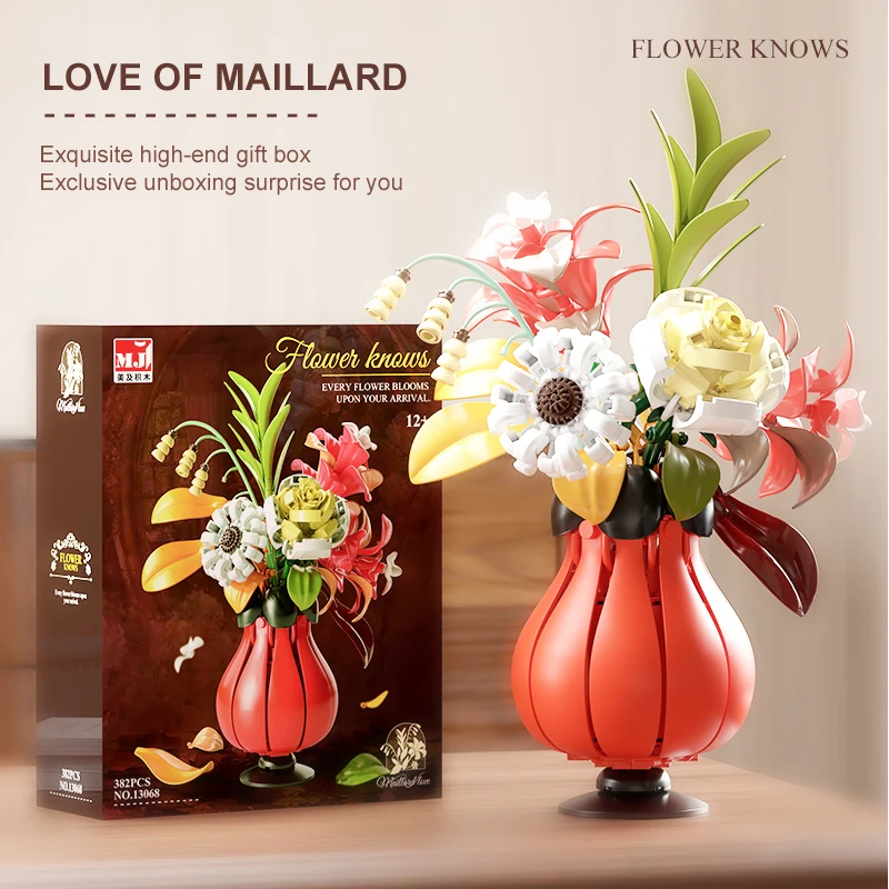 MJ13068 382 Pcs Flower Bouquet Building Blocks Botanical Collection Artificial Floral Decoration DIY Potted Plants Gift for Girl
MJ13068 382 Pcs Flower Bouquet Building Blocks Botanical Collection Artificial Floral Decoration DIY Potted Plants Gift for Girl