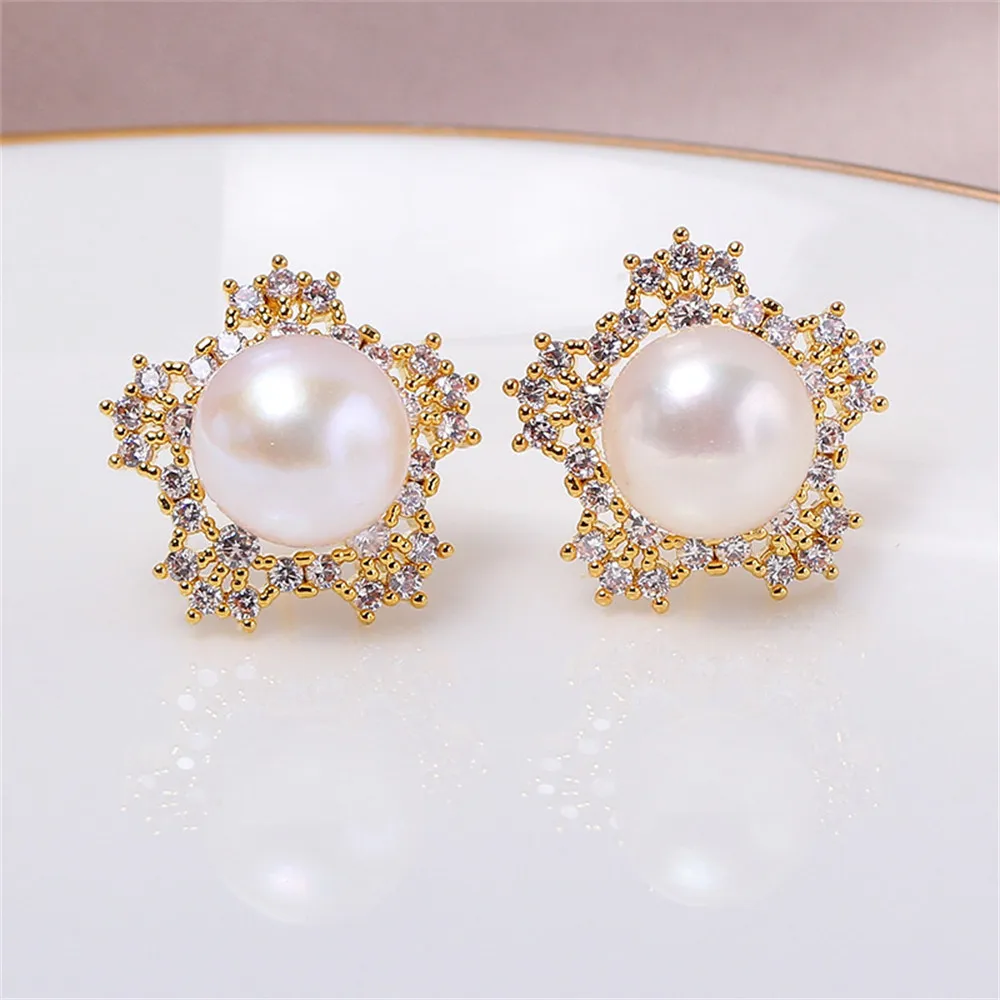 Copper Plated 18K Gold Five-pointed Star Snowflake Zircon Pearl Earrings S925 Silver Needle Empty DIY Accessories Cute
Copper Plated 18K Gold Five-pointed Star Snowflake Zircon Pearl Earrings S925 Silver Needle Empty DIY Accessories Cute