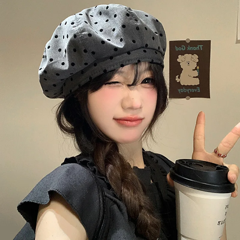 Korean Version of Polka Dot Cloud Beret Women's Spring Summer Big Head Casual Retro Versatile Octagonal Painter Hat Gorras
Korean Version of Polka Dot Cloud Beret Women's Spring Summer Big Head Casual Retro Versatile Octagonal Painter Hat Gorras