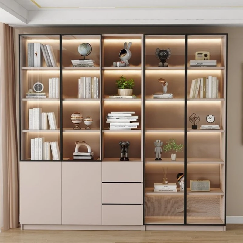 European solid wood bookcase figure storage display integrated wall combination door floor transparent glass
European solid wood bookcase figure storage display integrated wall combination door floor transparent glass
