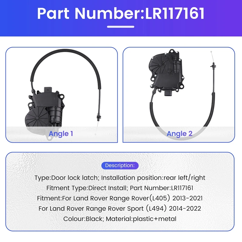 Car Rear Door Lock Actuator Door Lock Latch For Land Rover Range Rover(L405) 2013-2021 Sport (L494) 2014-2022 LR117161
Car Rear Door Lock Actuator Door Lock Latch For Land Rover Range Rover(L405) 2013-2021 Sport (L494) 2014-2022 LR117161