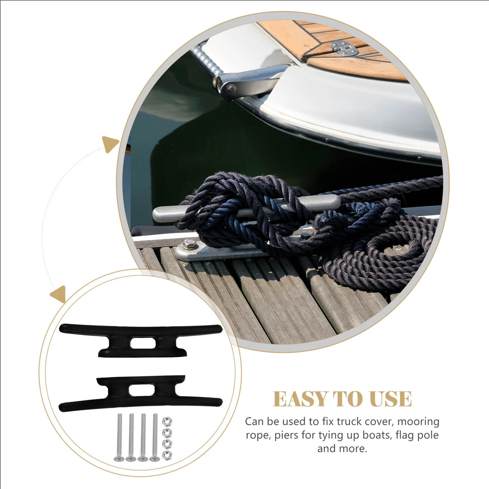 2 pcs 5 Inch Black Marine Cleats Nylon Rope Tie Boat Mooring Cleats Heavy Duty Boat Deck Mounts Flat Base Dock for Yacht
2 pcs 5 Inch Black Marine Cleats Nylon Rope Tie Boat Mooring Cleats Heavy Duty Boat Deck Mounts Flat Base Dock for Yacht