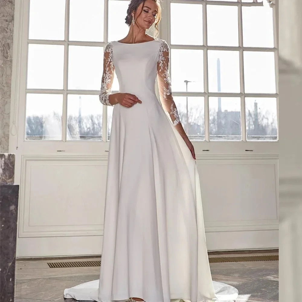 Flavinke Customized Simple Long Sleeve Wedding Dresses A-Line Robe De Mariee For Women Bridal Gowns Elegant Vestidos De Novia
Flavinke Customized Simple Long Sleeve Wedding Dresses A-Line Robe De Mariee For Women Bridal Gowns Elegant Vestidos De Novia