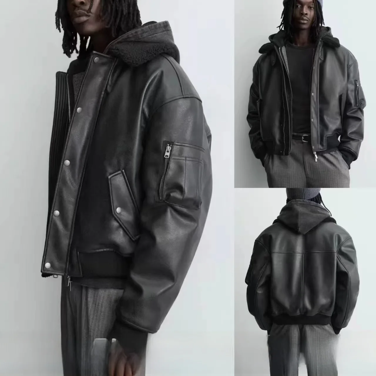 New Men's Leather Effect Jaet Coat Detachable Collar Cotton Inner Casual Sle Long Sve Zipper Closure Zipper Winter Jaet
New Men's Leather Effect Jaet Coat Detachable Collar Cotton Inner Casual Sle Long Sve Zipper Closure Zipper Winter Jaet