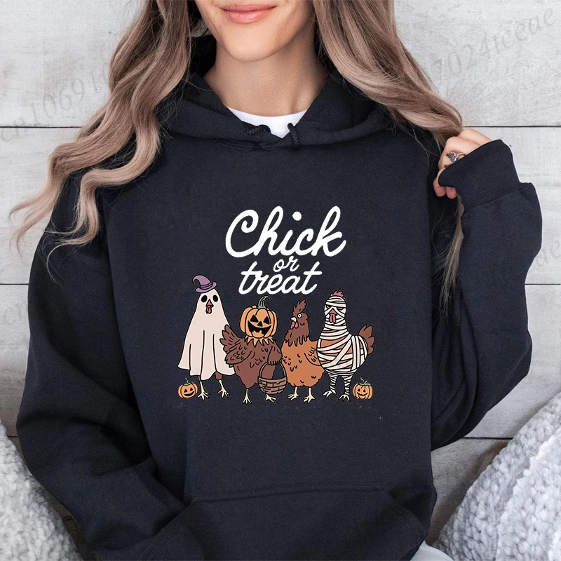 Halloween Chick or Treat Print Women Men Hoodie Halloween Funny Chicken Graphic Hoodies Horror Spooky Season Sweatshirt Tops
Halloween Chick or Treat Print Women Men Hoodie Halloween Funny Chicken Graphic Hoodies Horror Spooky Season Sweatshirt Tops