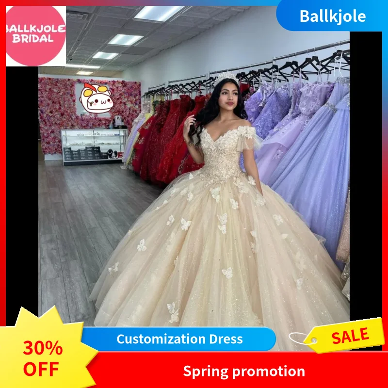 Champagne Quinceañera Dresses Gown With Lace Appliqué Sweet 16 Quinceañera Dress Customized 15 Anos Princess Ball Gowns
Champagne Quinceañera Dresses Gown With Lace Appliqué Sweet 16 Quinceañera Dress Customized 15 Anos Princess Ball Gowns