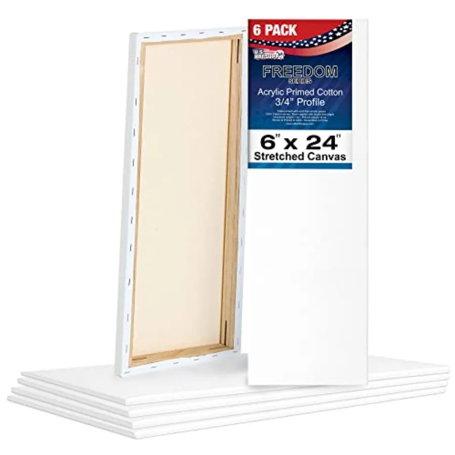 6 x 24 inch Stretched Canvas for Painting, 12oz Triple Primed, 6-Pack - Professional Artist Quality White Blank 3/4" Profile, 1
6 x 24 inch Stretched Canvas for Painting, 12oz Triple Primed, 6-Pack - Professional Artist Quality White Blank 3/4" Profile, 1