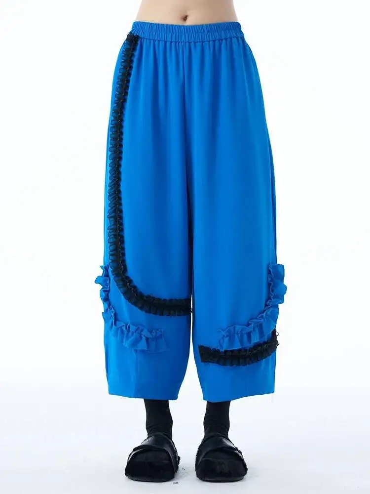 High Elastic Waist Khaki Ruffles Color-block Wide Leg Pants New Trousers Women Fashion Tide Spring Autumn
High Elastic Waist Khaki Ruffles Color-block Wide Leg Pants New Trousers Women Fashion Tide Spring Autumn