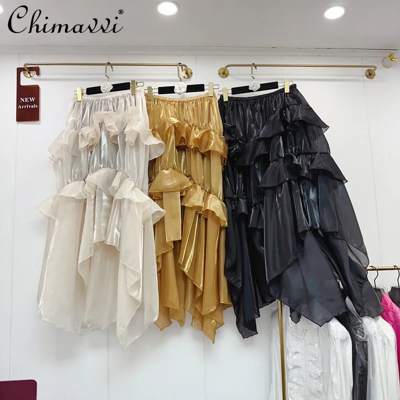 French Style Elegant Casual Ruffled Irregular Skirts Elastic High Waist A-line Organza Sweet Commuting Long Skirt Women Summer
French Style Elegant Casual Ruffled Irregular Skirts Elastic High Waist A-line Organza Sweet Commuting Long Skirt Women Summer