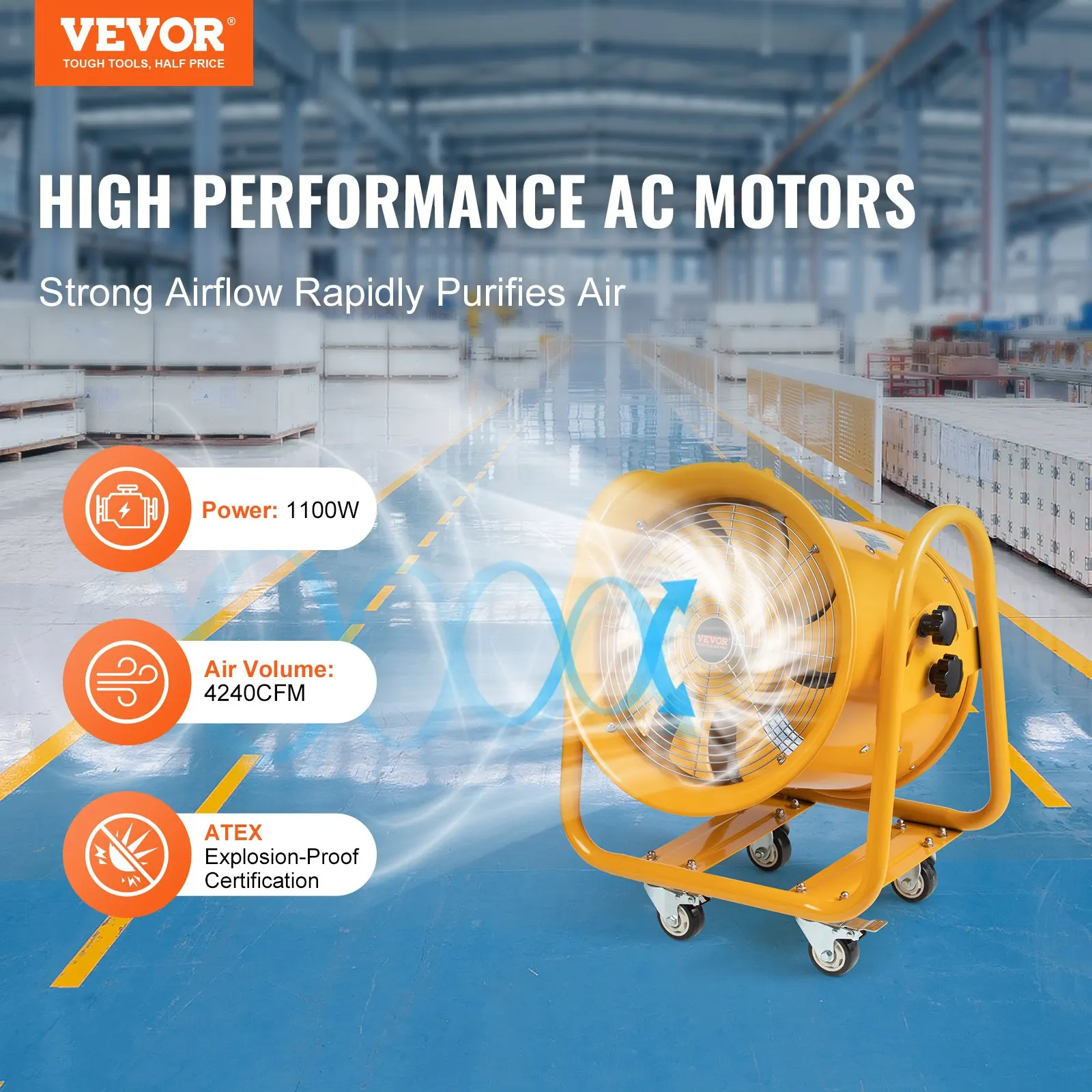 Portable Ventilator, 16" Heavy Duty Cylinder Fan, 1100W Strong Shop Exhaust Fan 4240CFM, 16.4ft Power Cord (No Charging Head),
Portable Ventilator, 16" Heavy Duty Cylinder Fan, 1100W Strong Shop Exhaust Fan 4240CFM, 16.4ft Power Cord (No Charging Head),