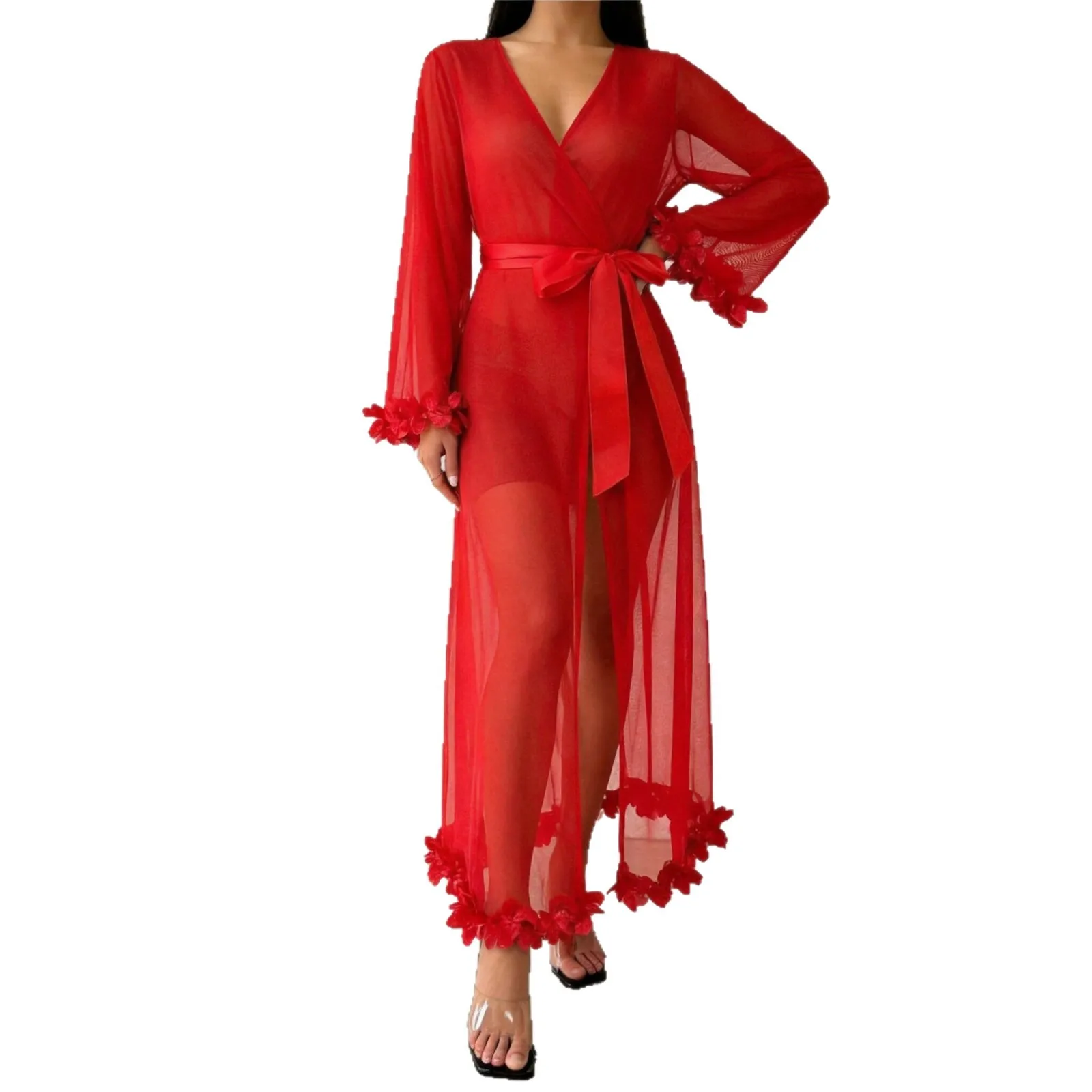 Women's Long Bathrobe And Nightgown New Style Lightweight And Breathable With Lace Trim V-neck Sleepwear Sexy Mesh 93AA
Women's Long Bathrobe And Nightgown New Style Lightweight And Breathable With Lace Trim V-neck Sleepwear Sexy Mesh 93AA