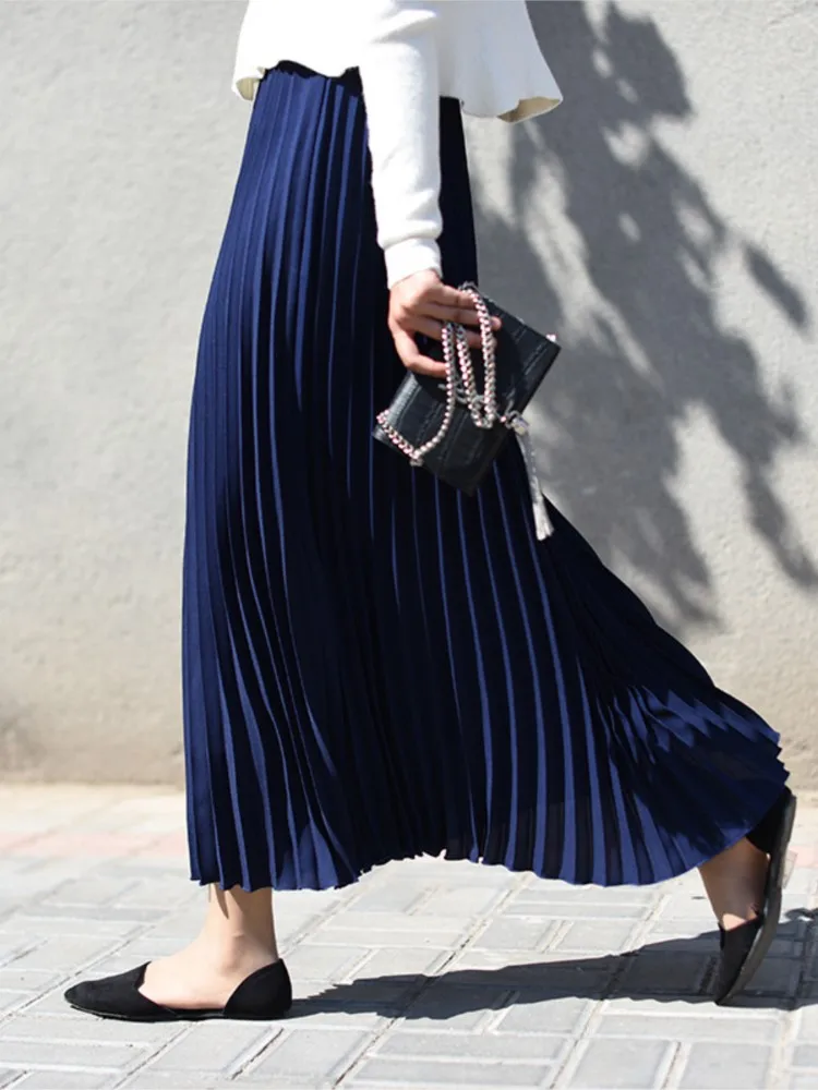 Women's Chic Chiffon Pleated Swing Long Skirt With Liner Korean Fashion Kawaii Elastic High Waist Shirring Mermaid Female Skirts
Women's Chic Chiffon Pleated Swing Long Skirt With Liner Korean Fashion Kawaii Elastic High Waist Shirring Mermaid Female Skirts