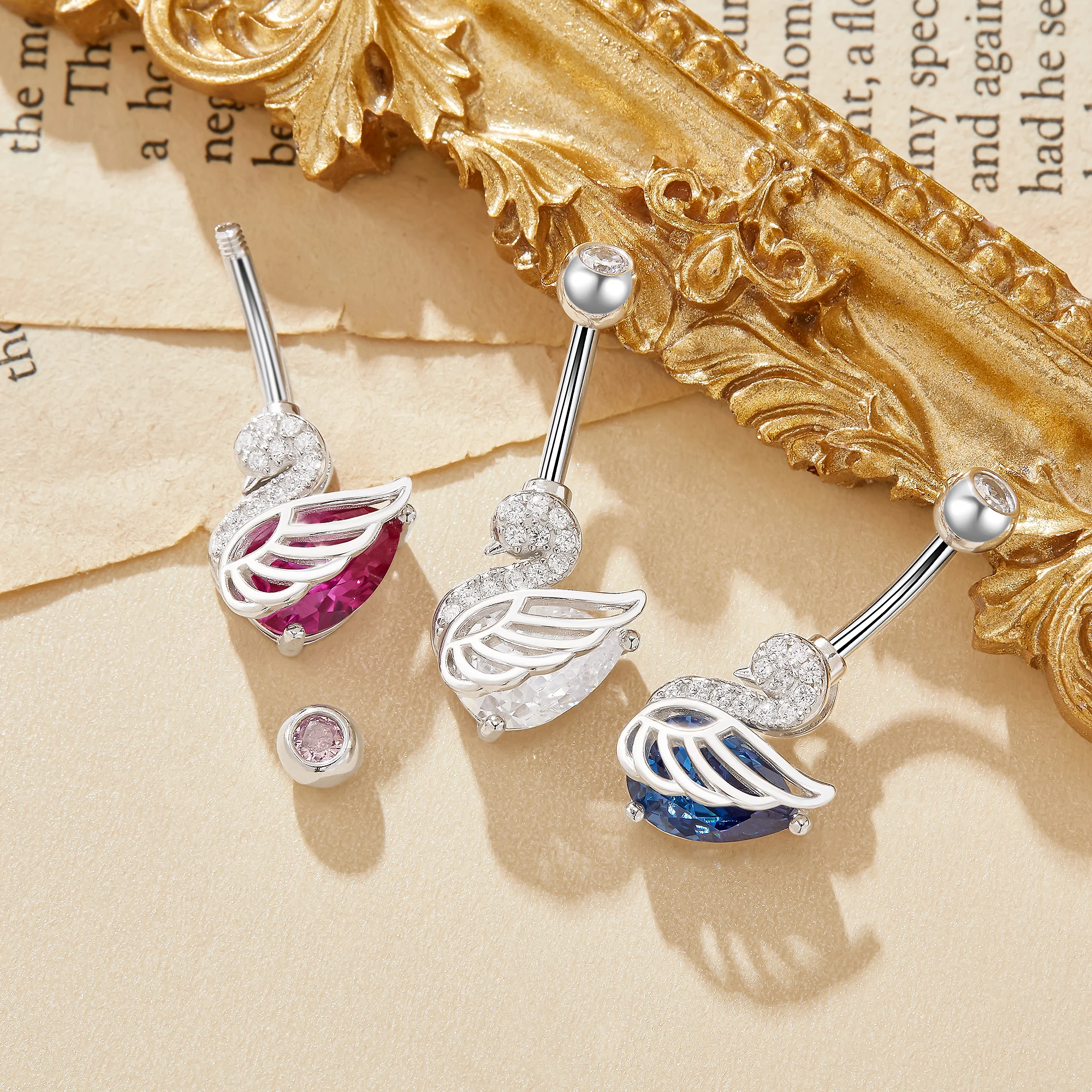 Swan Blue Red CZ Stone Solid 925 Sterling Silver Belly Button Ring Belly Piercing Navel Bar Curved Barbell Navel Ring 6730009
Swan Blue Red CZ Stone Solid 925 Sterling Silver Belly Button Ring Belly Piercing Navel Bar Curved Barbell Navel Ring 6730009
