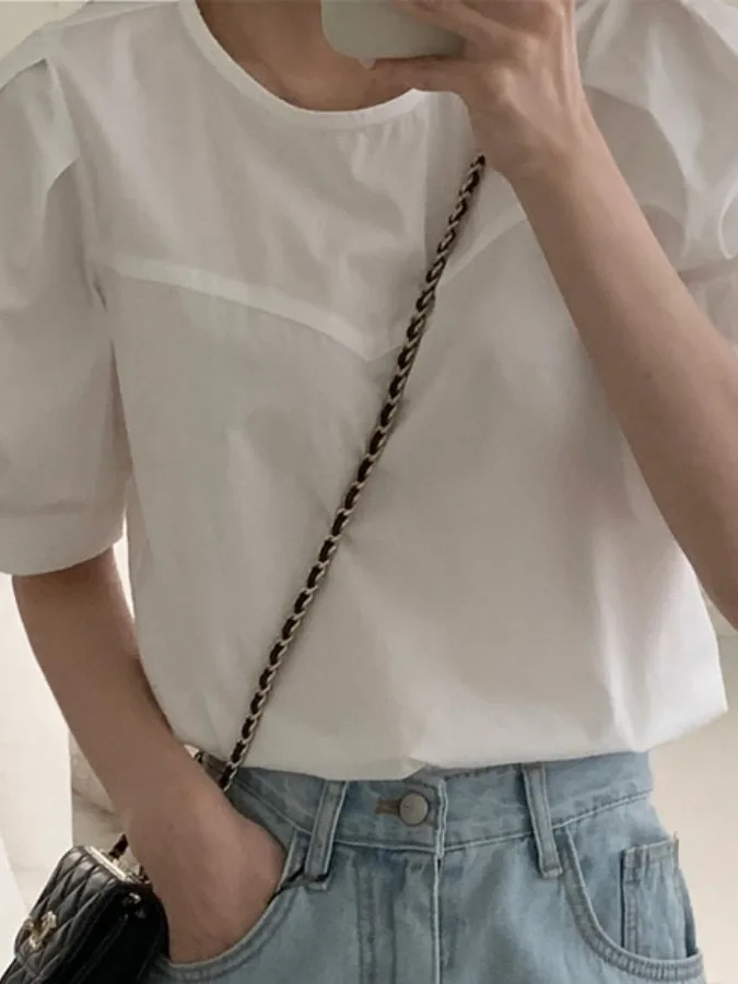 Chic Early Spring Vintage Age-Defng Simple Casual Loose round Ne Pleated Bubble Sve Women's irt Commute Sle ort ...
Chic Early Spring Vintage Age-Defng Simple Casual Loose round Ne Pleated Bubble Sve Women's irt Commute Sle ort ...