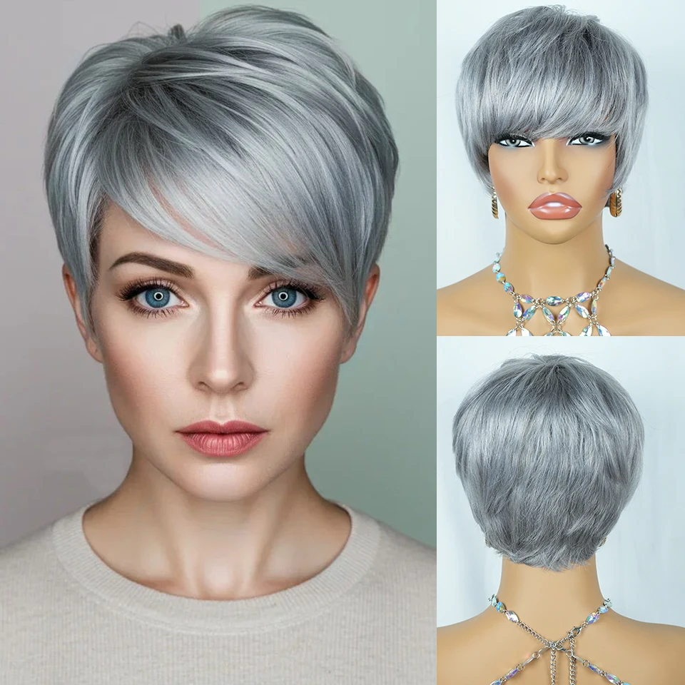 Серый цвет, стрижка пикси, короткий прямой многослойный бразильский парик из человеческих волос для женщин, 6-дюймовый машинный парик с розовой сеткой без выпадения парика
Серый цвет, стрижка пикси, короткий прямой многослойный бразильский парик из человеческих волос для женщин, 6-дюймовый машинный парик с розовой сеткой без выпадения парика