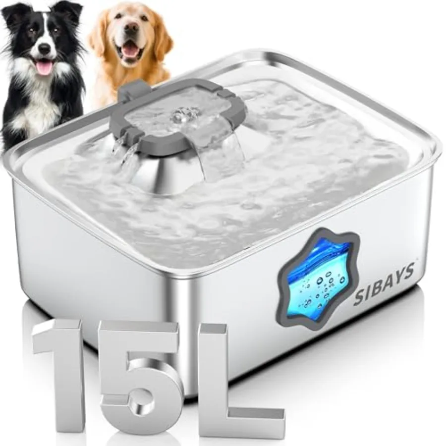 4Gal/15L Dog Water Fountain for Large Dogs Multi-Pet Use, Stainless Steel with Water Level Window LED Light, Quiet Automatic Di
4Gal/15L Dog Water Fountain for Large Dogs Multi-Pet Use, Stainless Steel with Water Level Window LED Light, Quiet Automatic Di